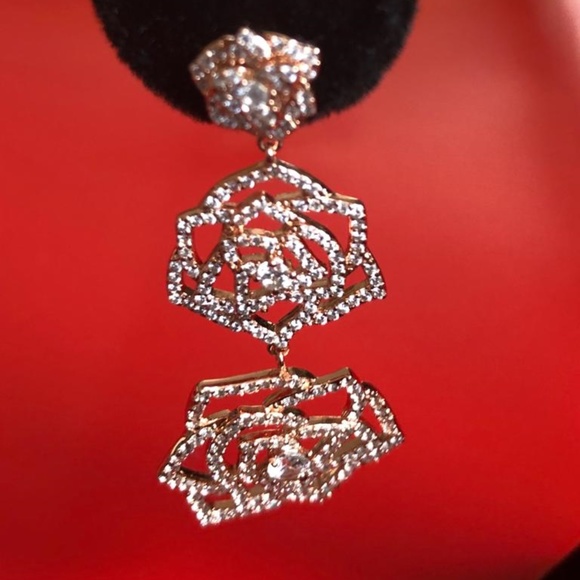 925Silver Gold-tone Polished CZ PostDangleEarrings - Picture 6 of 6